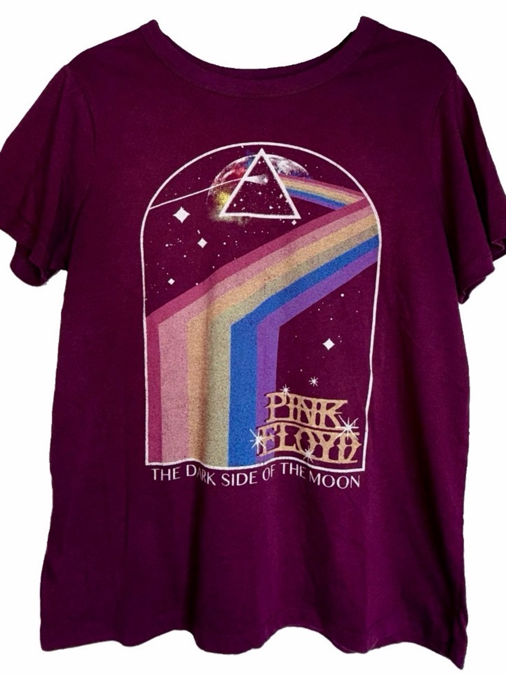 Pink Floyd Dark Side Of The Moon Prism Tour Band Shirt Unisex Maroon Size M